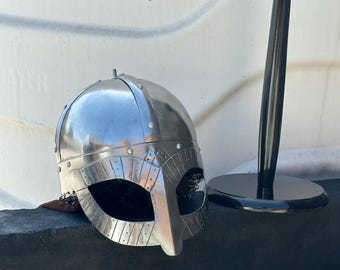 Casco de malla nasal vikingo, casco de armadura de acero nórdico de guerrero medieval, regalo para LARP y cosplay