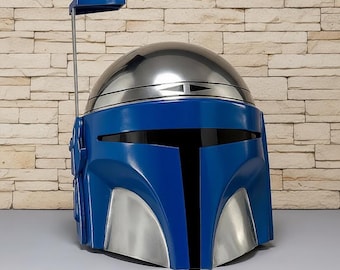 Elmo da mandaloriano medievale, Star Wars, blu e argento, rinascimentale, fiera, Larp, cosplay, regalo