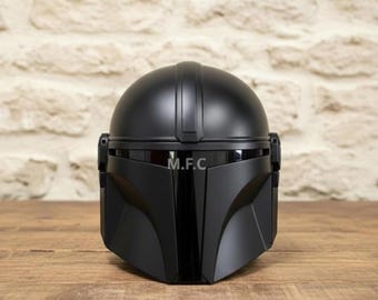Strój Sci-Fi Mandalorian, kumpel, czarny hełm, ręcznie robiony cosplay, zbroja, rekwizyt, futurystyczny hełm żołnierza