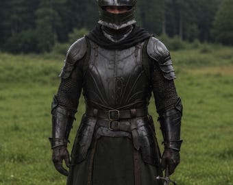 Traje de armadura grabada de caballero negro, armadura gótica medieval, disfraz renacentista, LARP, coraza de acero