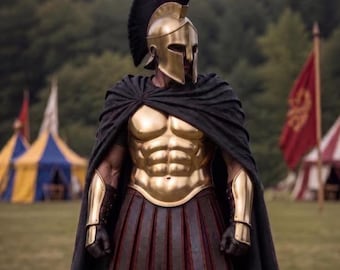 Armadura espartana, guerrero griego, disfraz medieval de latón, armadura vikinga de acero completo, LARP, cosplay