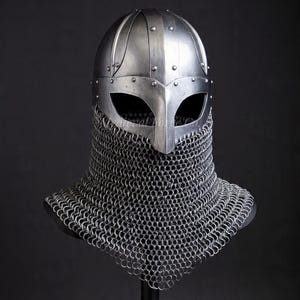 Medieval Wearable Helmet For Knights Viking with Chainmail Adult, Cosplay, LARP & Reenactment, Gift