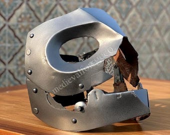 Máscara facial medieval LARP ajustable de acero blindado para cosplay, disfraz de guerrero, casco, accesorio