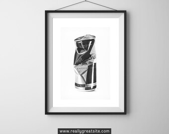 Druckbare Wandkunst, minimalistisches Red Bull Poster, digitaler Download PDF