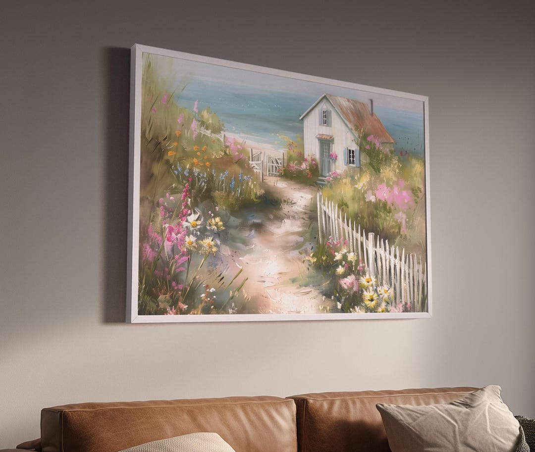 Coastal Cottage Wall Art Printable, Seaside Path Cottage Decor, Soft ...