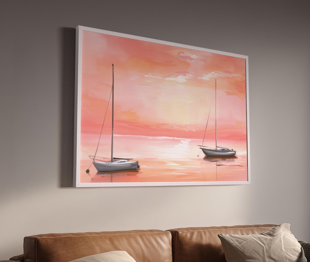 Pastel Sunset Sailboat Print | Coastal Seascape Art | Sailboat Wall Art ...