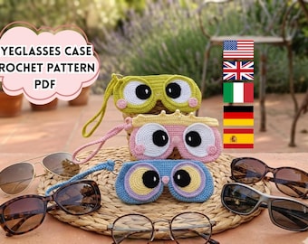 Modèle d'étui à lunettes au crochet | Porte-lunettes animal Kawaii | Pochette pour lunettes de soleil faite main PDF | Joli couvre-lunettes de protection | Cadeau pour elle