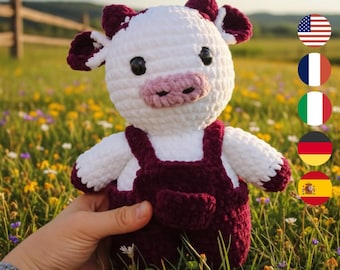 Milk Cow Plush Crochet Pattern | Amigurumi Multi-Language PDF Tutorial