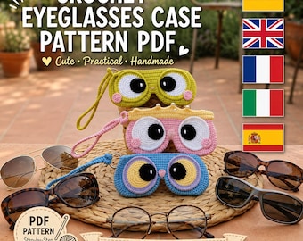 Crochet Glasses Case Pattern | Kawaii Animal Eyeglass Holder | Handmade Sunglasses Pouch PDF | Cute Protective Glasses Cover | Gift for Her