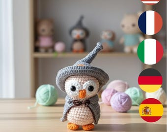 Crochet Owl Wizard Pattern, Amigurumi Sorcerer Animal (PDF Ebook)