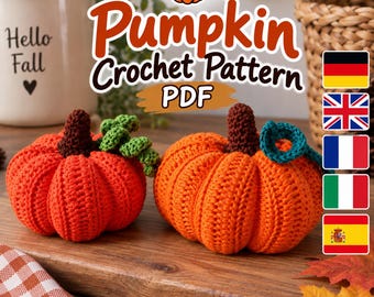 Modello di zucca all'uncinetto, amigurumi facile per Halloween, decorazione autunnale fai da te per la casa