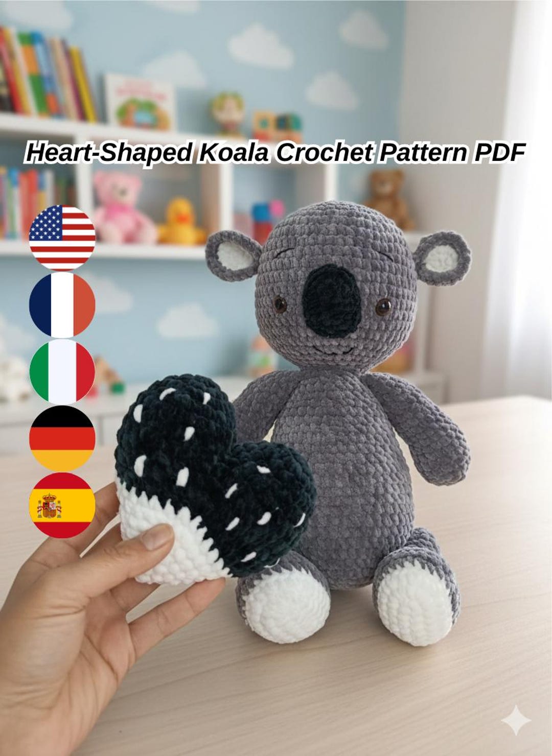 Archie, Koala Amigurumi Crochet Pattern – Koala Embracing the Heart ...