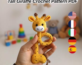 Patrón de crochet de jirafa de cuello largo: Juguete amigurumi