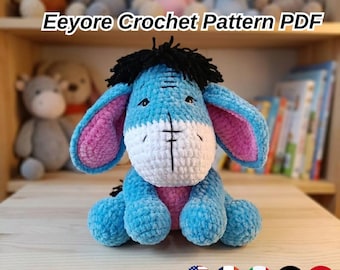 Eeyore Crochet Pattern: Donkey Amigurumi Plush Toy Animal
