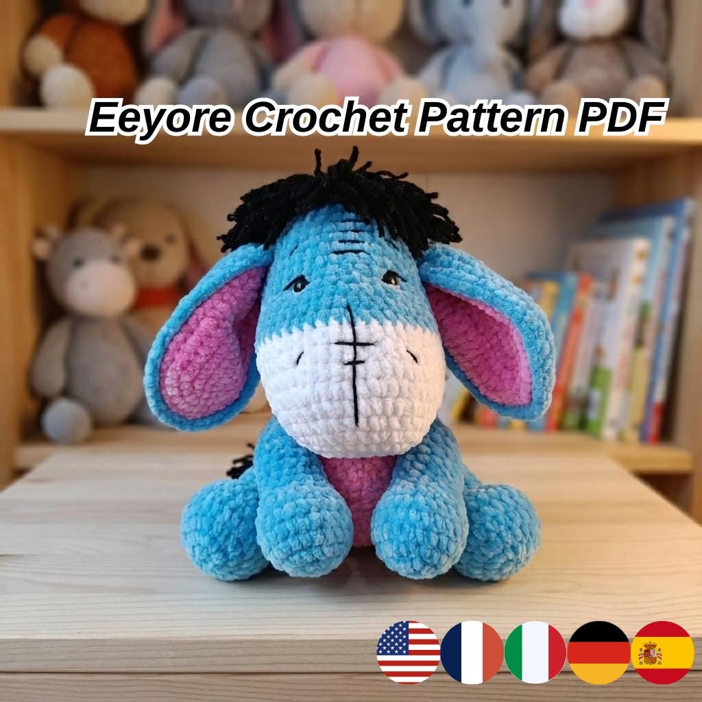 Eeyore Crochet Pattern: Donkey Amigurumi Plush Toy Animal
