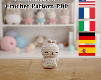 Crochet Bunny Keychain Pattern, Amigurumi Rabbit Tutorial (PDF)