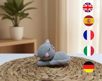 Sleeping Cat Amigurumi Crochet Pattern: Multi-Language PDF Tutorial