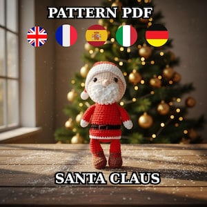 Santa Claus Amigurumi Virkmönster: 5 språk (PDF)