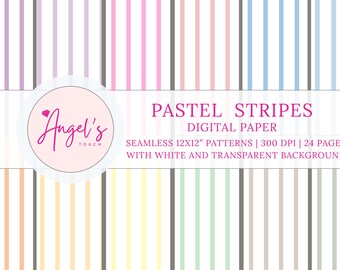 Pastel Stripe Seamless Digital Paper Pack | 12x12 Inch Patterns (Digital Download)