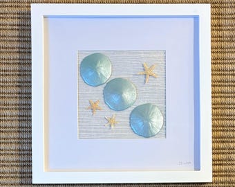 Handgemaakte muurkunst zanddollar en zeester – Kustdecor