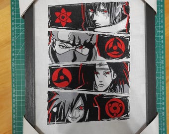 Naruto Uchiha Sharingan Embroidered Wall Art – Framed Anime Manga Decor