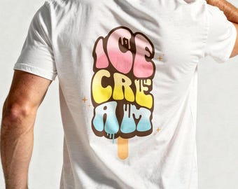 Ice Cream Popsicle Shirt Summer Cotton Outfit, Colorful Ice Cream Gift, Cute Spring Summer Shirt for Women