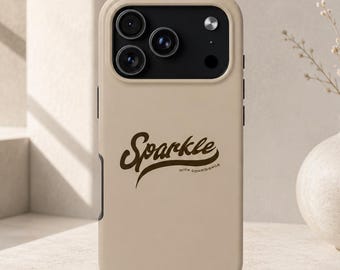 Sparkle Phone Case, Coquette Aesthetic iPhone Case, Minimalist Cute Phone Cover, Girly Typography Case, Trendy Neutral iPhone Case