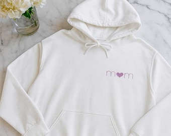 MOM Hoodie with Heart - Cozy Mama Hoodie | Present for Moms, New Moms und Mother's Day | Pink Girly Mom Sweater