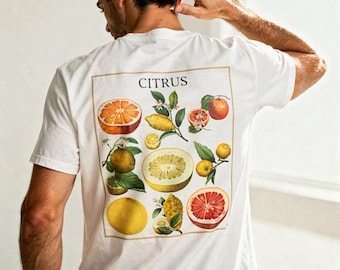 Citrus Botanical Shirt, Vintage Fruit Graphic Tee, Lemon Orange Grapefruit T-Shirt, Mediterranean Summer Shirt, Nature Tee