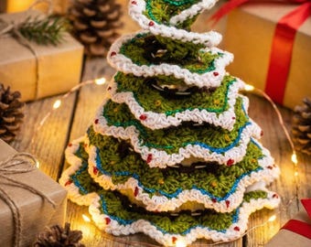 Schema all'uncinetto per albero di Natale a spirale: ornamento a balze (download digitale)