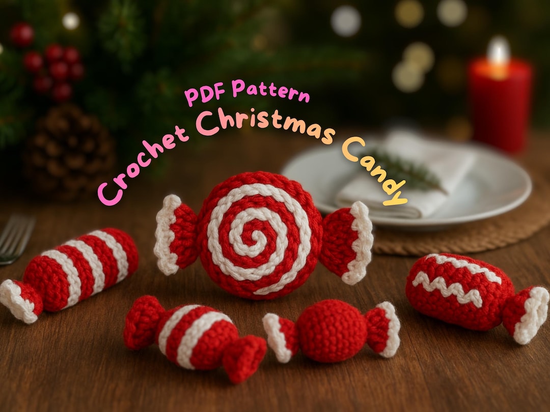 Crochet Christmas Candy Ornament Pattern PDF – Peppermint, Cane Stripe ...