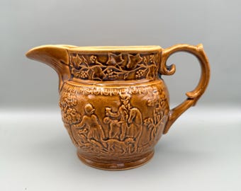 Jarra vintage T G Green Huntsville, jarra marrón con relieve, decoración rústica de granja, cerámica inglesa.