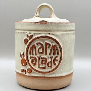 Vintage Studio Keramik Marmeladenglas Oatmeal Glasur Terrakotta rustikale Bauernhaus Küche