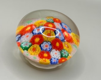 Pisapapeles de cristal Millefiori vintage, colorido, floral, estilo Murano, decoración de escritorio en cristal artístico, regalo