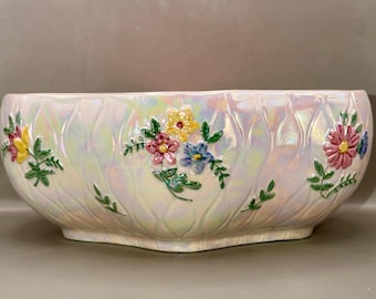 Vintage Maling Lustrex Bowl Pink Iridescent Lustre Ware Floral Ceramic Bowl Cottagecore Decor England Grandmillennial