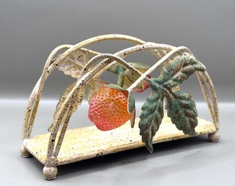 Vintage Strawberry Napkin Holder, Cottagecore Kitchen Decor, Farmhouse Letter Rack, Fruit Table Centrepiece, Country Kitchen Organiser