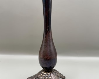 Vintage Brass Bud Vase Grape Vine Leaf Base Single Stem Vase Hollywood Regency Decor