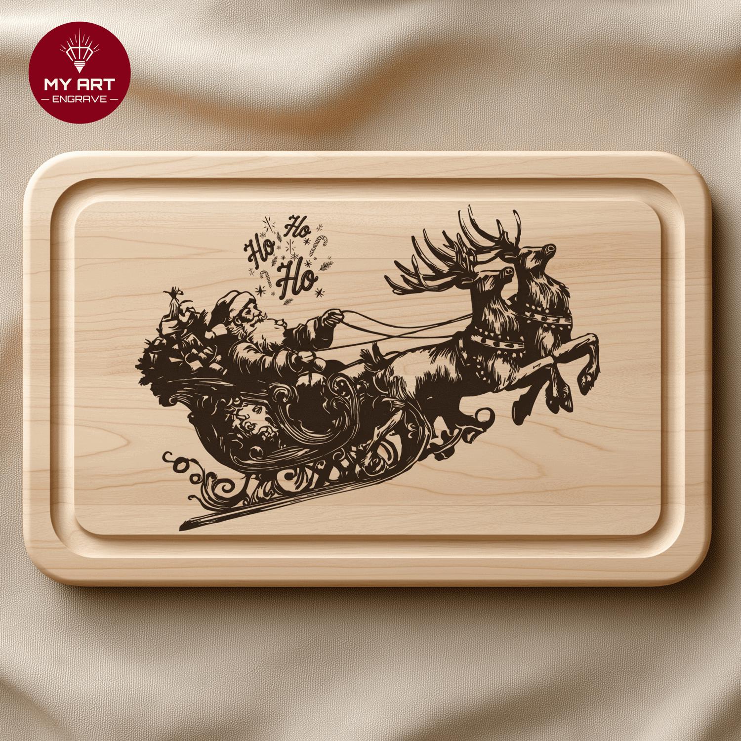 Christmas Santa Sleigh Reindeer SVG Laser Engraving File | Glowforge ...