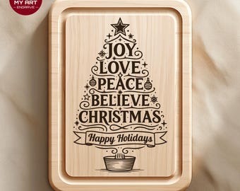 Christmas Tree Engraving SVG, Laser Cut File, Charcuterie Board (Digital Download)