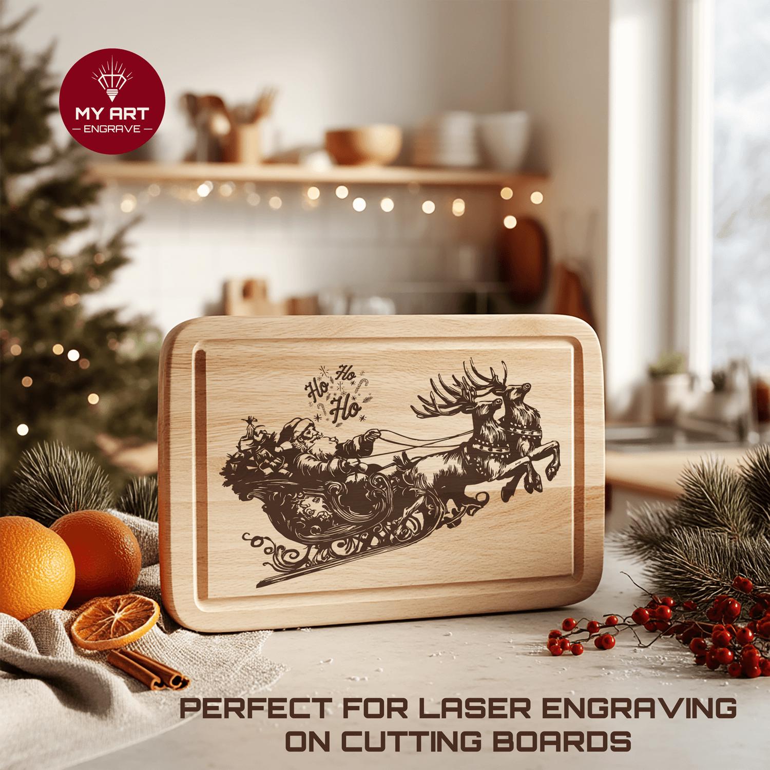 Christmas Santa Sleigh Reindeer SVG Laser Engraving File | Glowforge ...