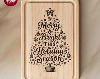 Christmas Tree Engraving SVG, Laser Cut File, Vertical Cutting Board (Digital Download)