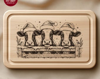 Vaches de Noël SVG, fichier de planche à découper gravé au laser (téléchargement numérique)