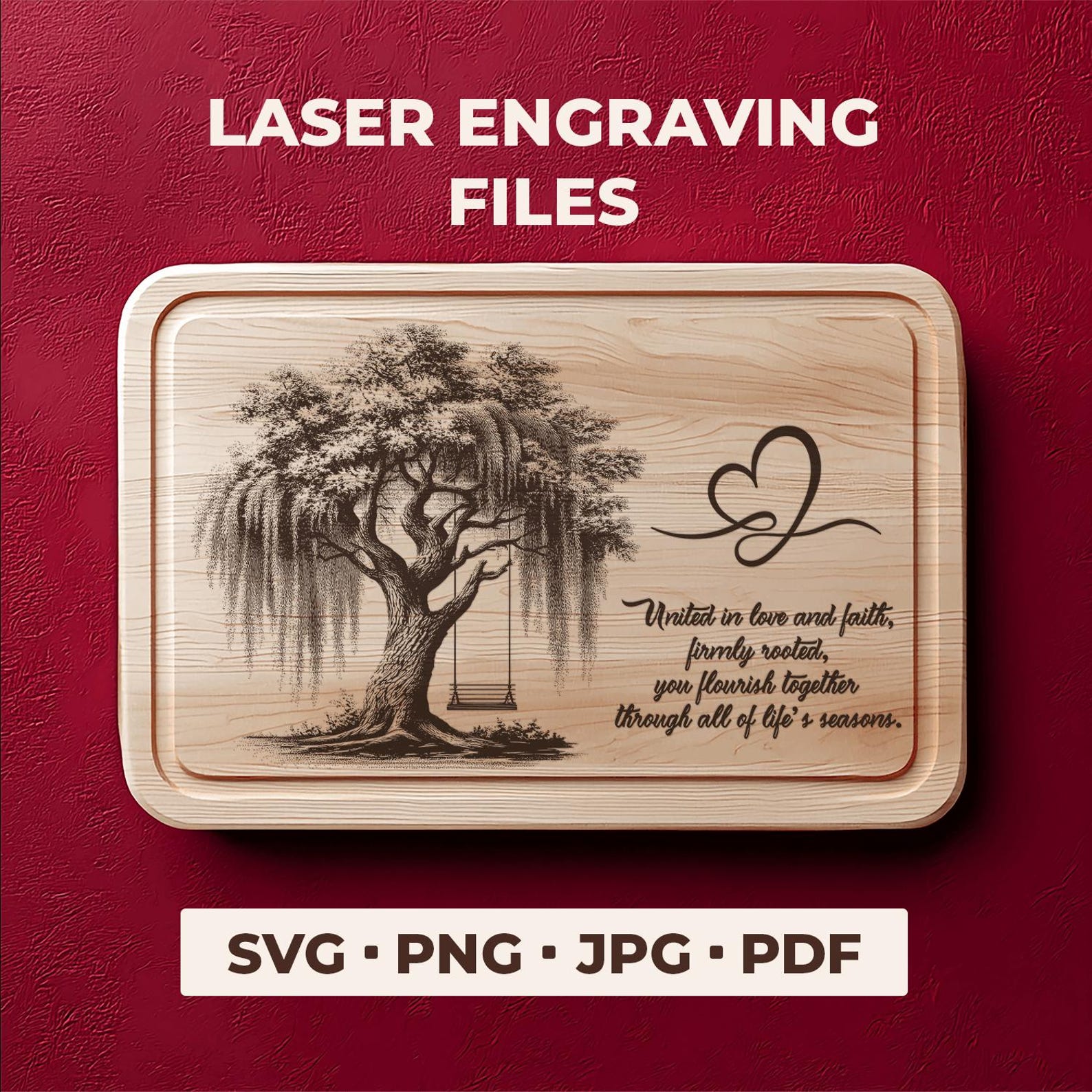 Family Tree of Life SVG for Wedding Cutting Board Design, Laser File ...