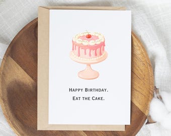 Birthday Cake Card, Digital Download, Edit in Canva