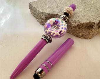 Penna con perline a doppia funzione con stilo staccabile e custodia regalo gratuita
