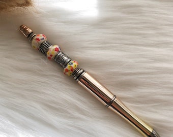 Handmade Gold Beaded Ballpoint Pen is a unique, one-of-a-kind gift