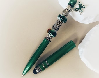 Penna con perline a doppia funzione con stilo staccabile e ciondolo a forma di farfalla pendente • Custodia regalo nera gratuita