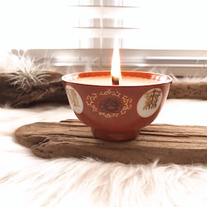 Wood Wick Oriental Bowl Candle • Premium Soy & Beeswax Blend • Hand Poured • Asian Style Home Fragrance Decor