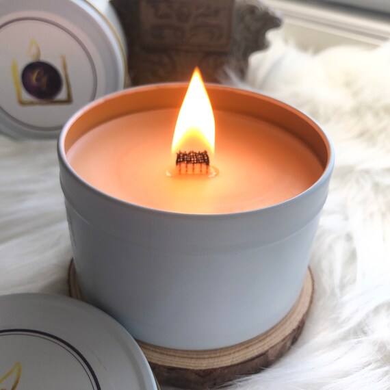 Wood Wick, Soy Wax Candle, Travel Tin White