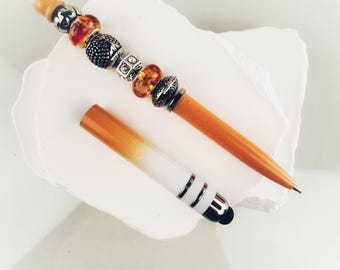 Penna con perline fatta a mano con stilo staccabile – Elegante penna a sfera 2 in 1 per dispositivi di scrittura e touchscreen